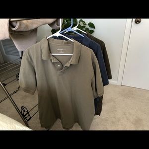 Three Eddie Bauer XL Cotton Polo Shirts